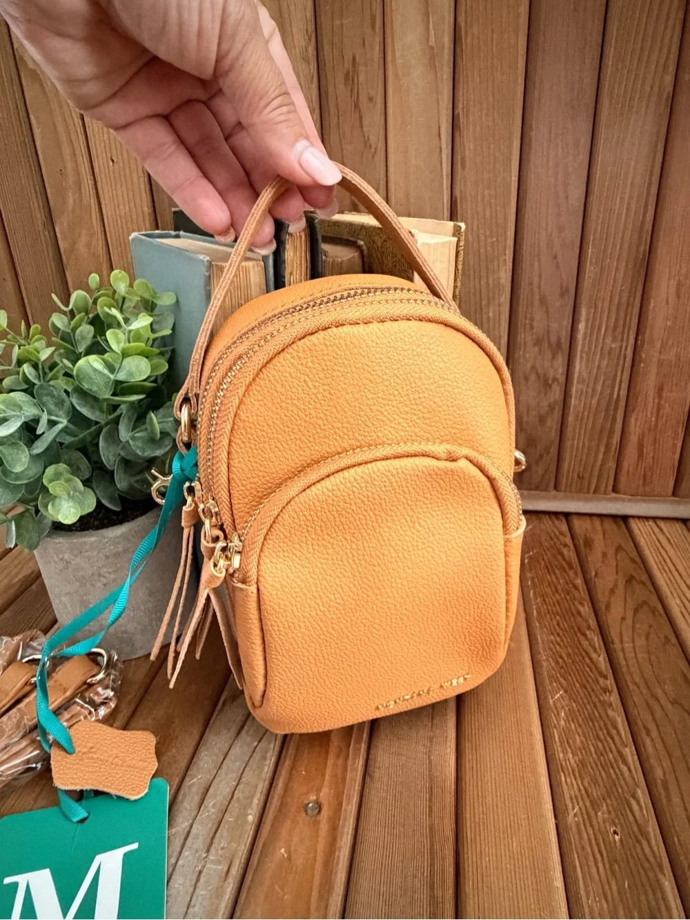 Mountain West Mini Backpack, Convertible Crossbody and Belt Bag in Golden Brown